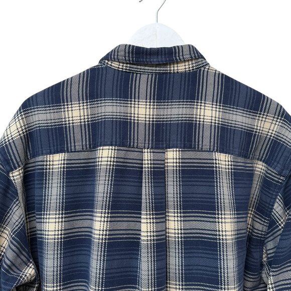 EAST ISLAND Mens Shirt Large Blue Plaid Vintage Rugged Long Sleeve Button Down - Picture 3 of 11